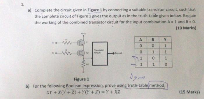 Solved a) Complete the circuit given in Figure 1 by | Chegg.com