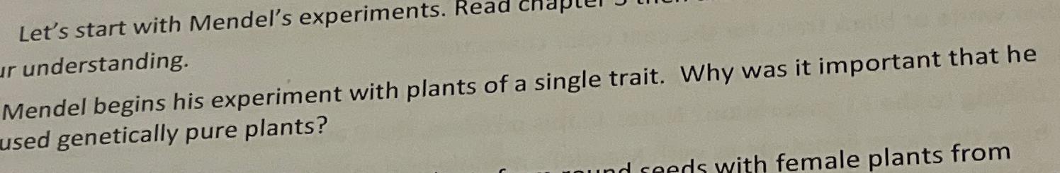 mendel used plants in his experiments