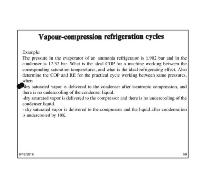 Solved refrigeration cycles Example The