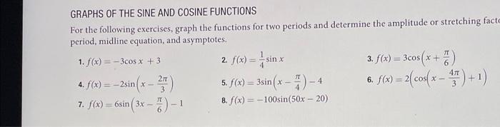 Solved IT GRAPHS OF THE SINE AND COSINE FUNCTIONS For The | Chegg.com