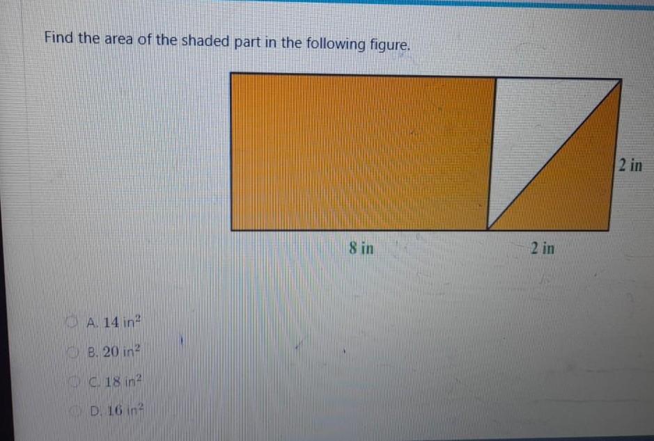 find the area of shaded part in the following figure