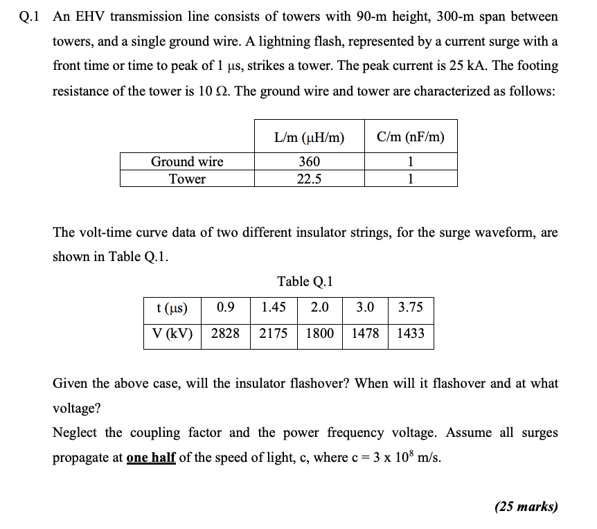 Solved Q. 1 ﻿an Ehv Transmission Line Consists Of Towers 