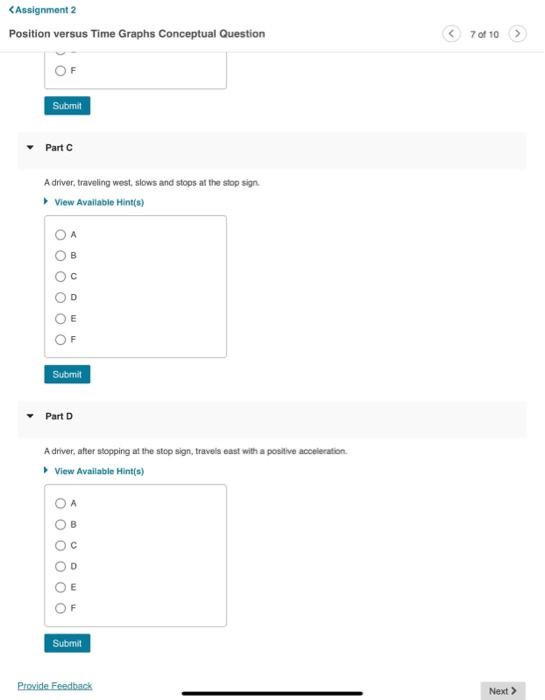 Solved Position versus Time Graphs Conceptual Question 7 of | Chegg.com