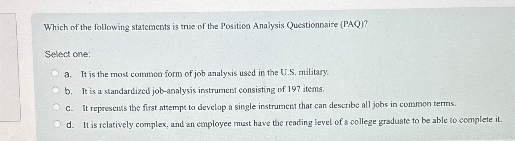 Solved Which of the following statements is true of the | Chegg.com