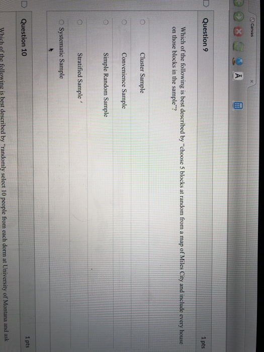 Solved Canvas Question 9 1 pts Which of the following is | Chegg.com