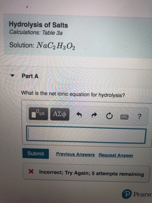 Solved Hydrolysis of Salts Calculations: Table 3a Solution: Chegg com