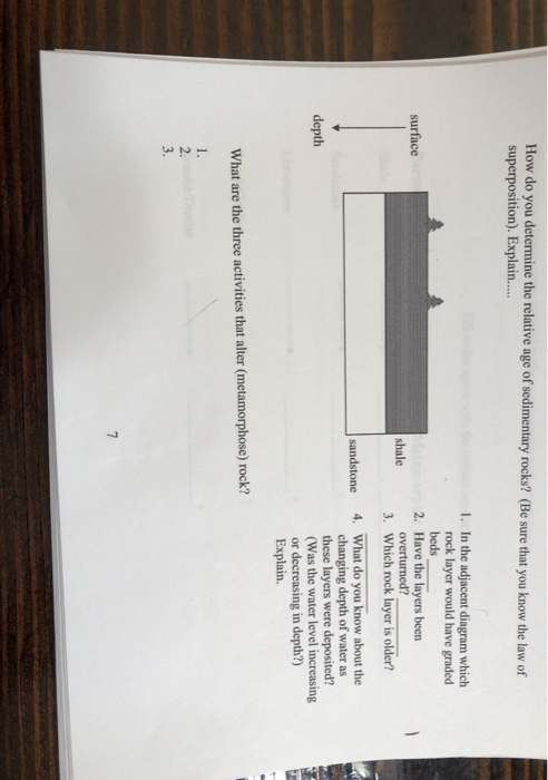 Solved How do you determine the relative age of sedimentary | Chegg.com