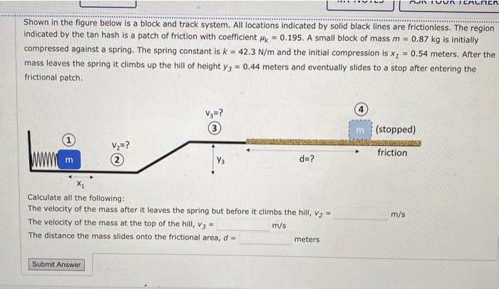 Solved Shown in the figure below is a block and track | Chegg.com