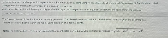 Solved Define a structure variable pt which represents a | Chegg.com