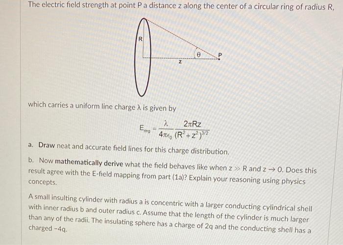 Solved The electric field strength at point P a distance z | Chegg.com