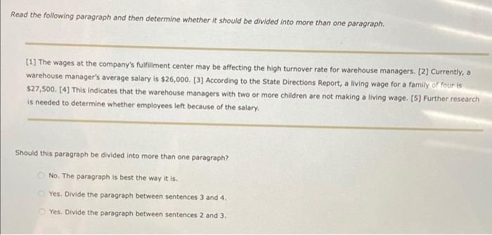 Solved Read the following paragraph and then determine | Chegg.com