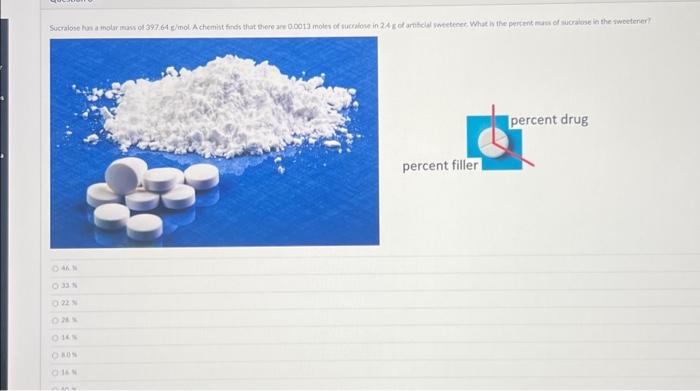 Solved a Sucralose has a molar mass of 397.64 g mol. A Chegg