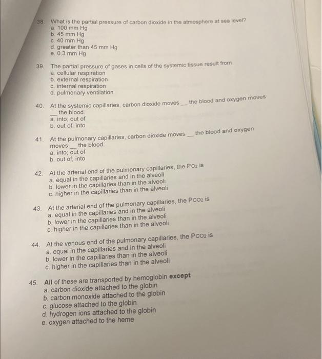 Solved 32. What is the average partial pressure of oxygen in | Chegg.com