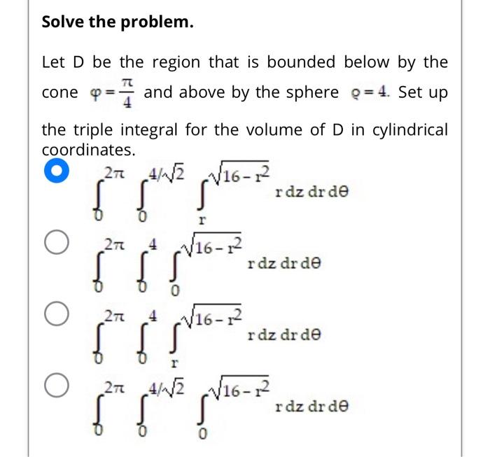 Solved Solve The Problem. TT Let D Be The Region That Is | Chegg.com