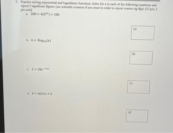 Exponential And Logarithmic Functions Questions And Answers