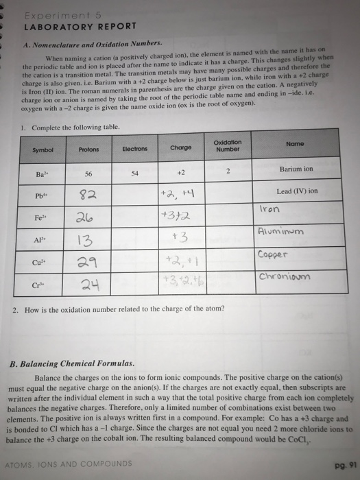 Solved Experiment 5 LABORATORY REPORT A. Nomenclature and