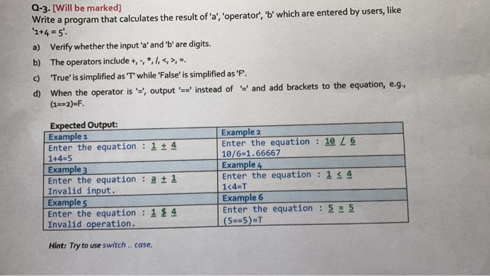 Solved Q-3. [Will be marked] Write a program that calculates | Chegg.com