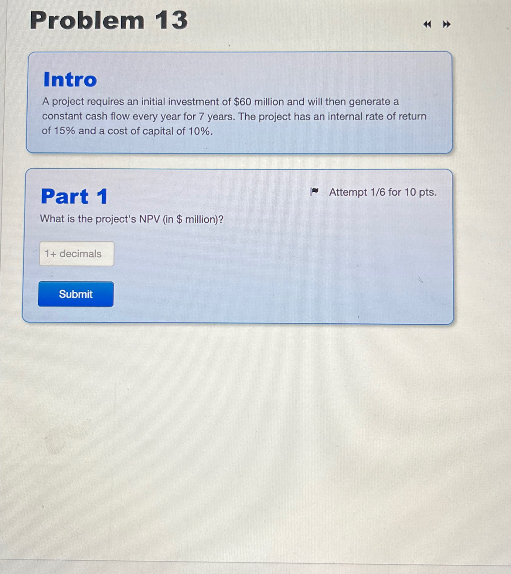 Solved Problem 13IntroA project requires an initial | Chegg.com