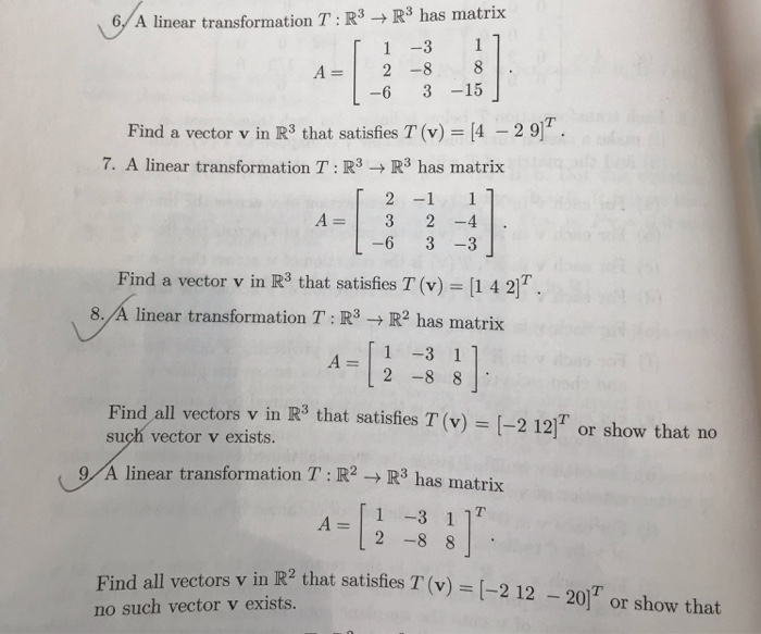 Solved: 6. A Linear Transformation T: R3 R3 Has Matrix 1 -... | Chegg.com