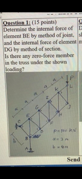 Internal Forces Questions Solved Question 1: (15 points) g Determine the internal | Chegg.com
