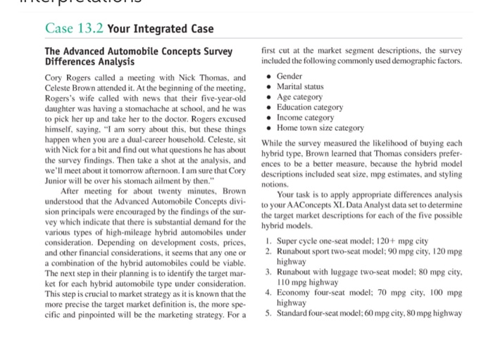 After carefully studying chapter 13, study Case 13.2 | Chegg.com