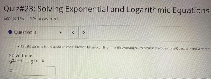 Solved Quiz#23: Solving Exponential and Logarithmic | Chegg.com
