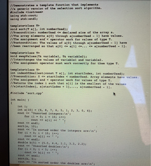 //Demonstrates a template function that implements | Chegg.com