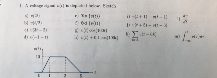 Solved 1 A Voltage Signal V T Is Depicted Below Sketch Chegg Com