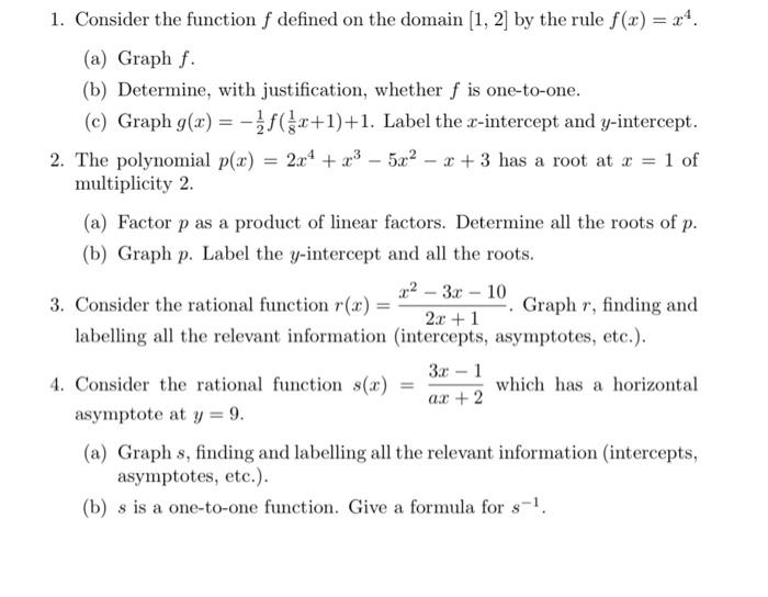 Solved 1 Consider The Function F Defined On The Domain 1 Chegg Com