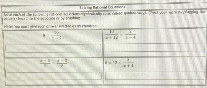 Solved Solve Each Of The Following Rational Equations | Chegg.com