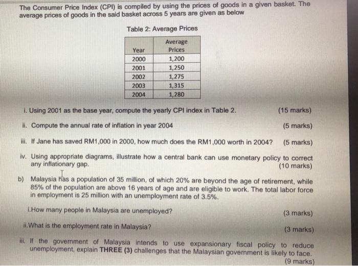 Solved The Consumer Price Index (CPI) Is Compiled By Using | Chegg.com