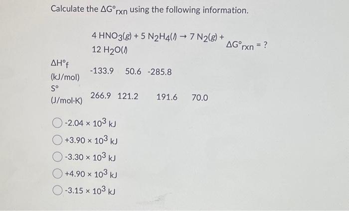 Solved Use Hess's law to calculate ΔG∘ rxn using the | Chegg.com