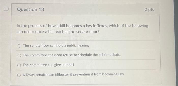 In The Process Of How A Bill Becomes A Law In Texas, | Chegg.com