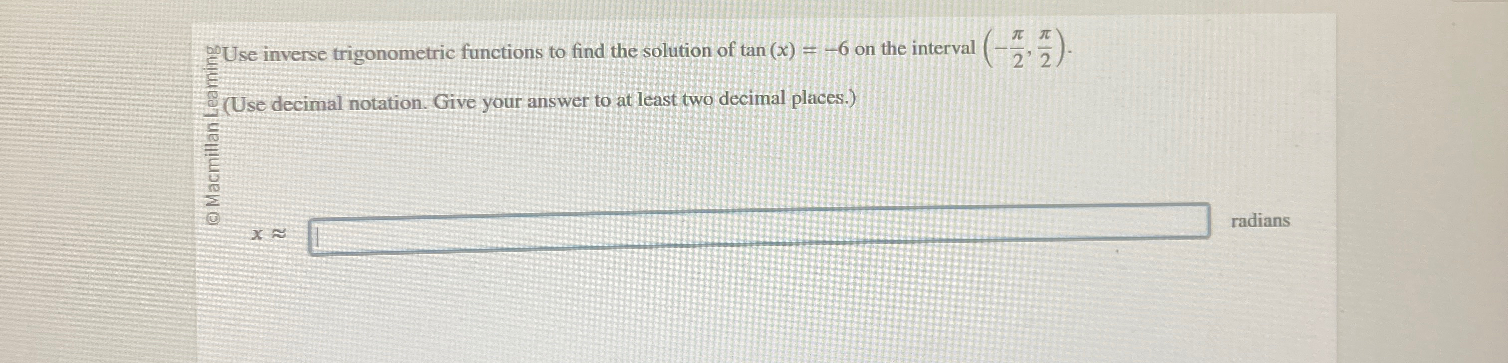 Solved ane inverse trigonometric functions to find the | Chegg.com