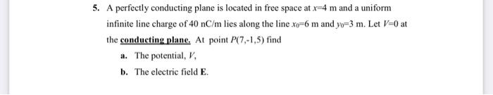 Solved 5. A perfectly conducting plane is located in free | Chegg.com