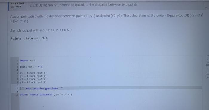 Solved CHALLENGE ACTIVITY 29.3. Using math functions to | Chegg.com