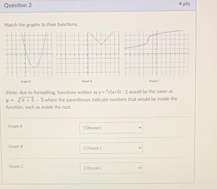 Match Graphs To Their Functions Note Due To 7610