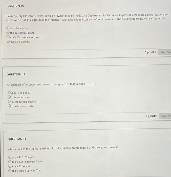 Solved QUESTION 16 Harris County (Houston, Texas, settled a 