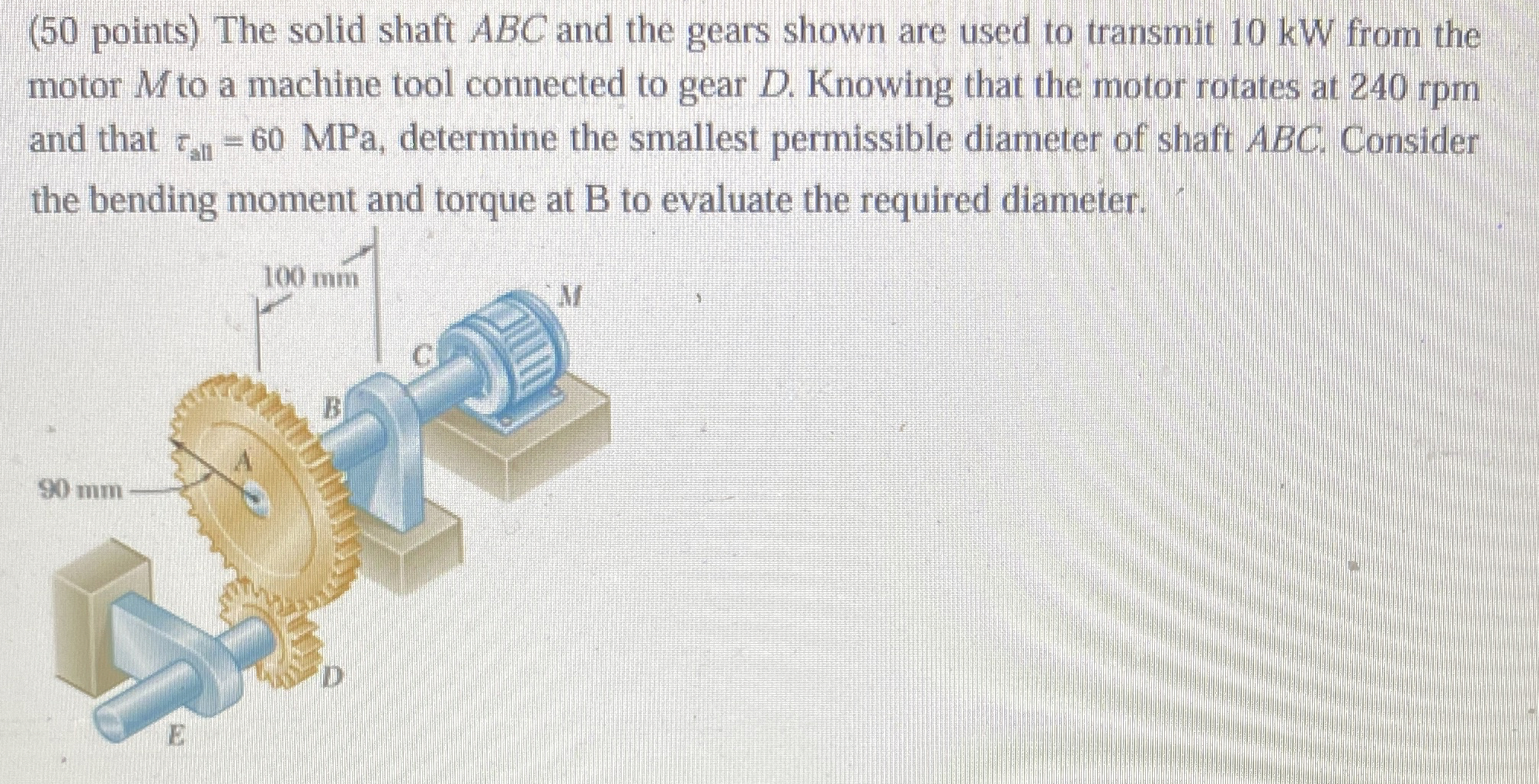Solved (50 ﻿points) ﻿The solid shaft ABC and the gears shown | Chegg.com