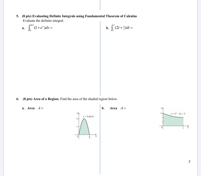 Solved 5 8 Pts Evaluating Definite Integrals Using Chegg