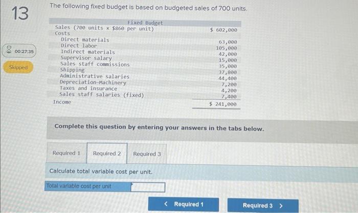 Solved The following fixed budget is based on budgeted sales | Chegg.com