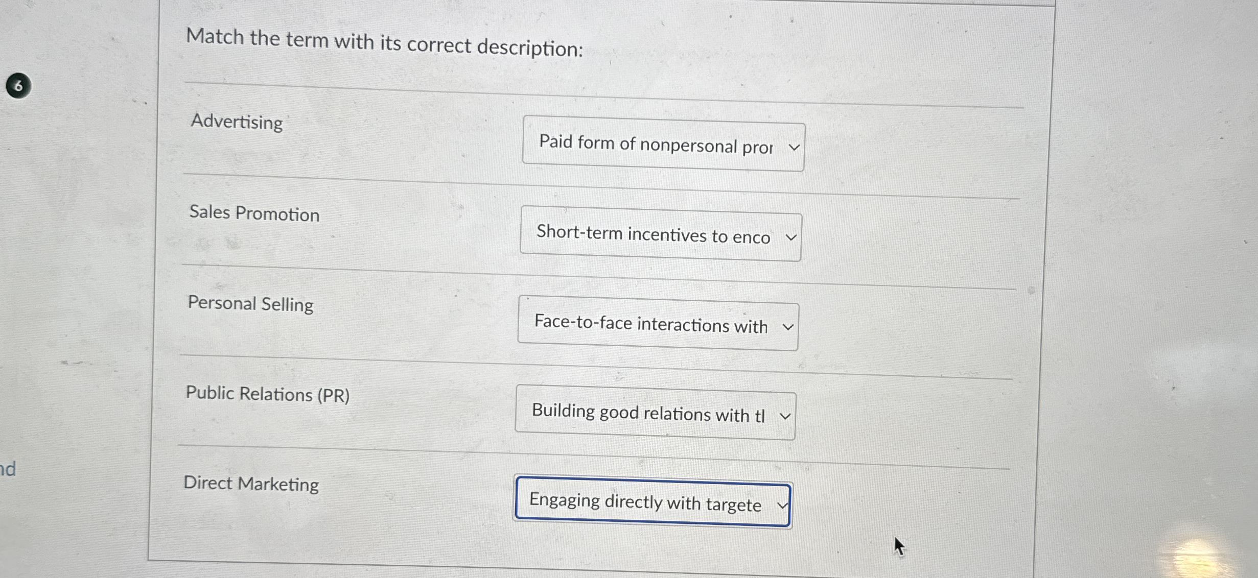 Solved Match The Term With Its Correct Chegg Com