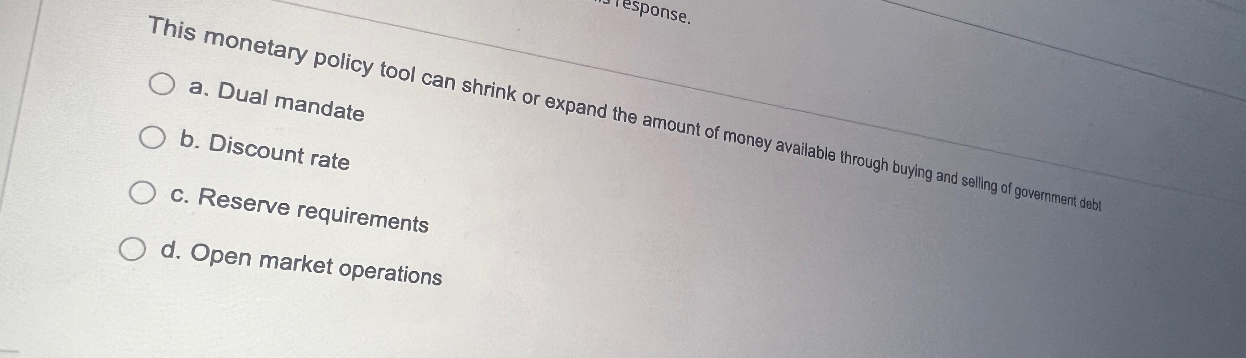 Solved This monetary policy tool can shrink or expand the | Chegg.com