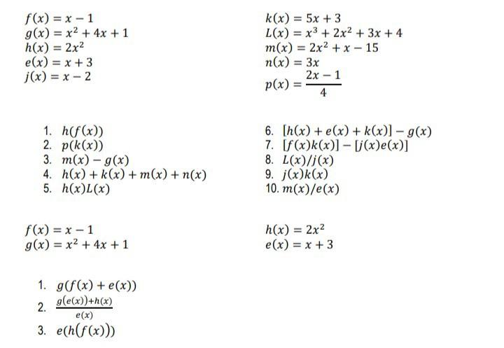 Solved F X X 1 G X X2 4x 1 H X 2x2 E X X Chegg Com