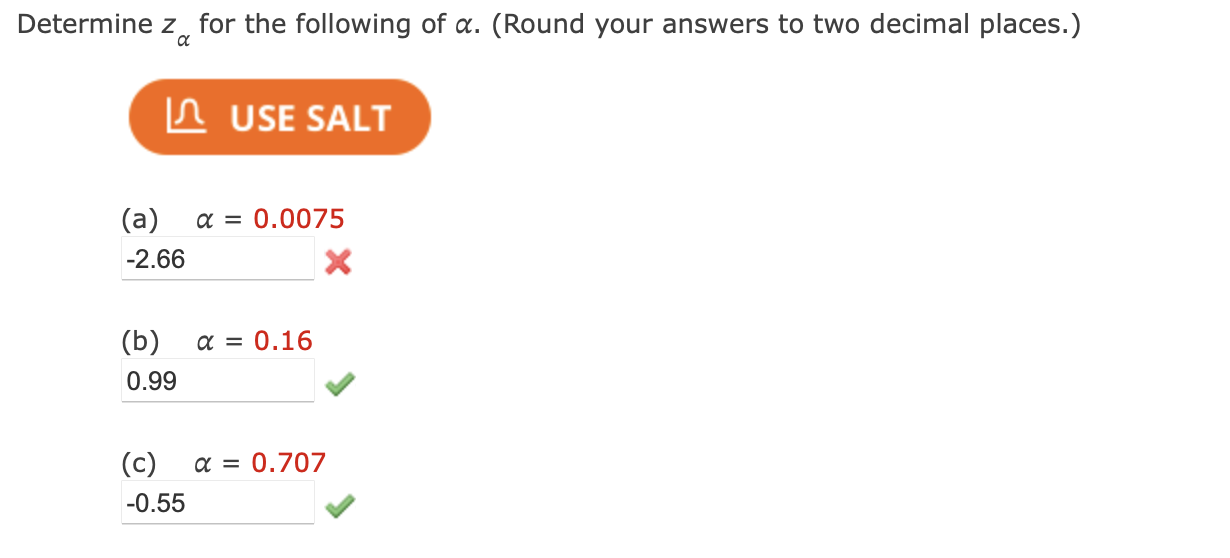 Determine Zα For The Following Of α www.chegg.com