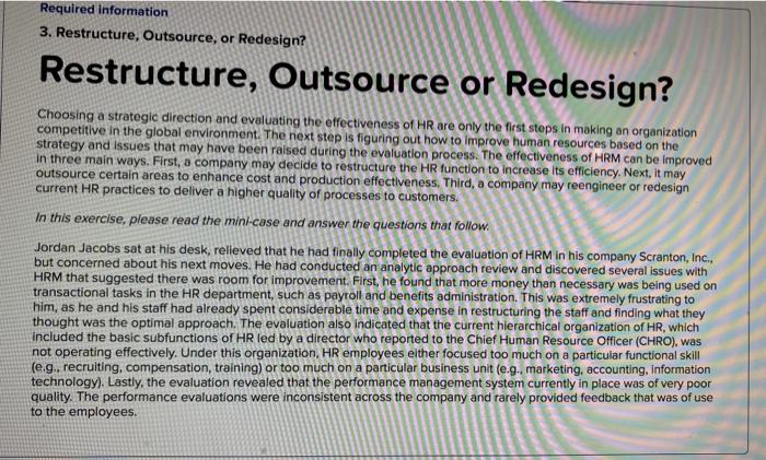 case analysis restructure outsource redesign assignment