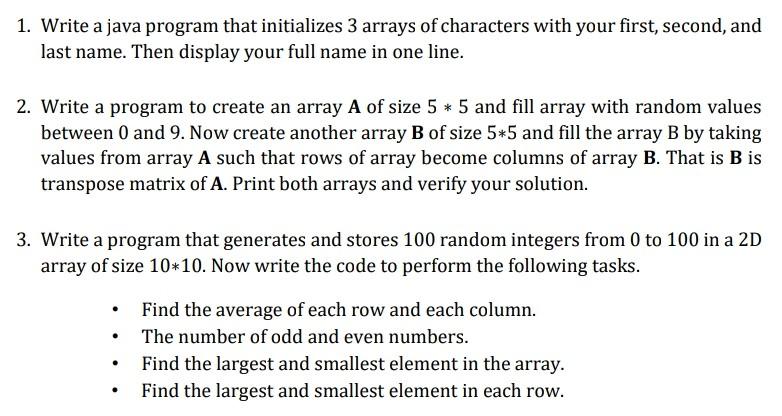 Solved Hi, This is in Java language. Please solve without | Chegg.com