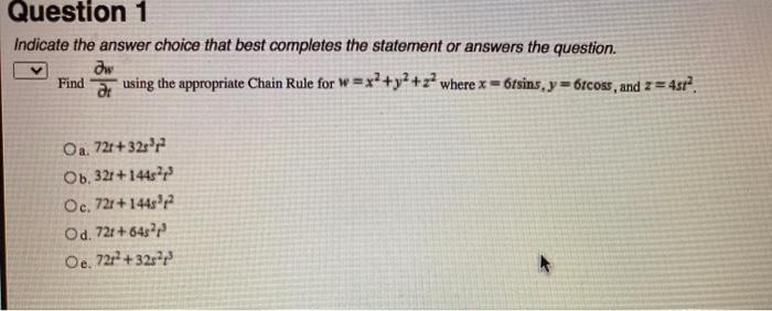 Solved Question 1 Indicate the answer choice that best | Chegg.com