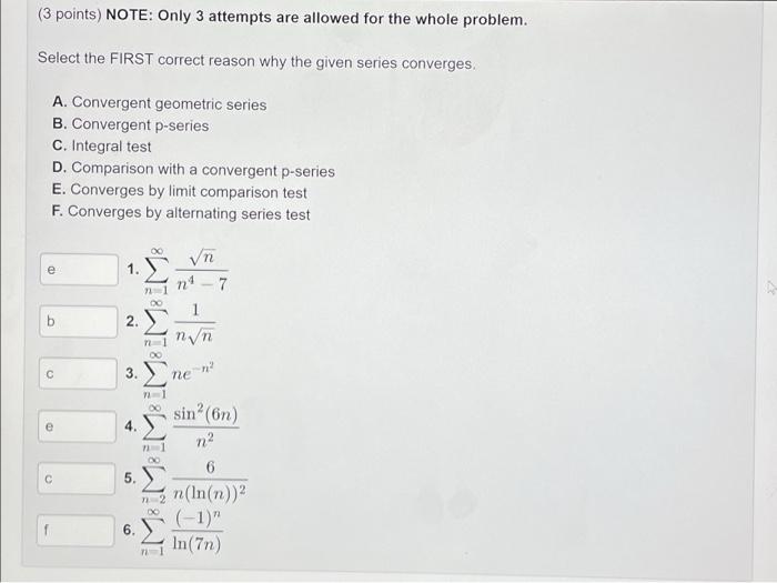 Solved (3 points) NOTE: Only 3 attempts are allowed for the | Chegg.com