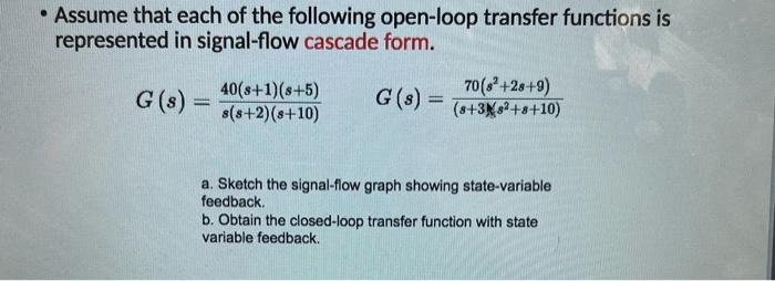 Solved - Assume that each of the following open-loop | Chegg.com